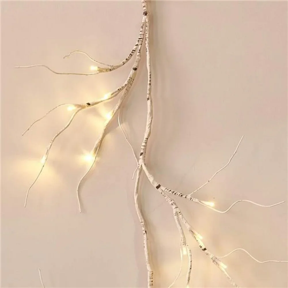 Lighted Birch Garland 6FT 48 LED Battery Operated with Timer Pre-lit
